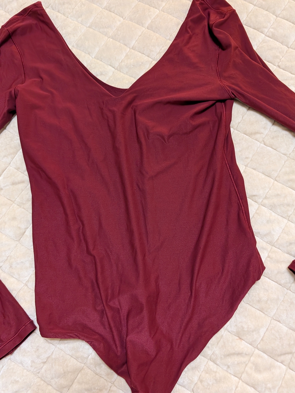 Source Unknown Long Sleeve Scoop Neck Bodysuit - Burgundy